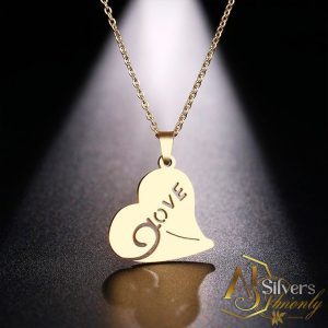 925 Ayar Kalp Figürlü LOVE Yazılı Gümüş Kolye
