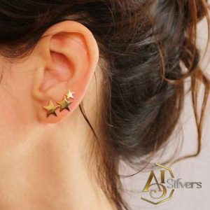 3Lü Yıldız Figürlü Gümüş Küpe