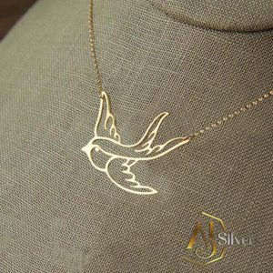 Kırlangıç Figürlü Gümüş Kolye 3 Renk Seçenekli