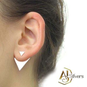 3 Renk Seçenekli Küçük Manşet Üçgen Gümüş Küpe