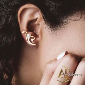 Otantik Motifli Küre incili Gümüş Küpe