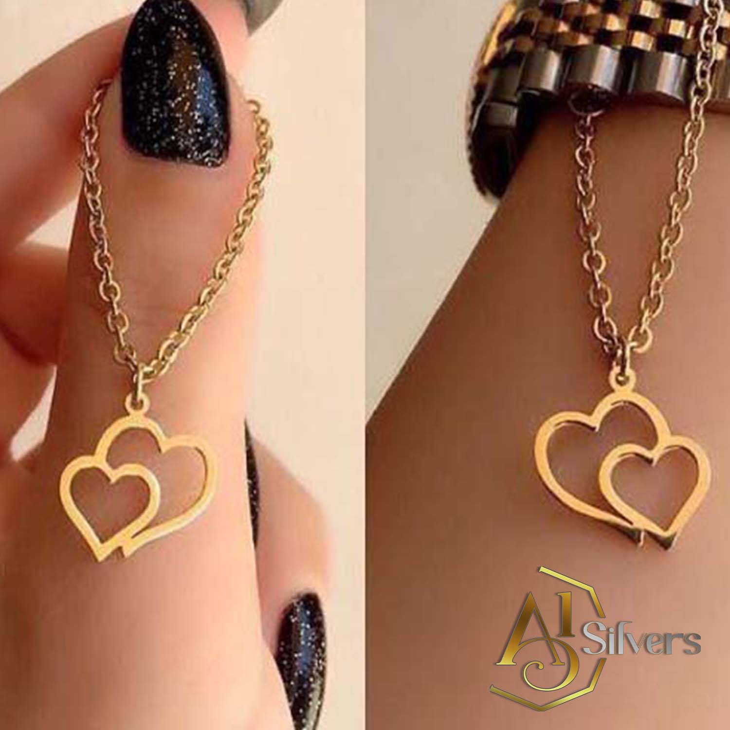 iki Kalp Figürlü Gümüş Kemer Aksesuarı